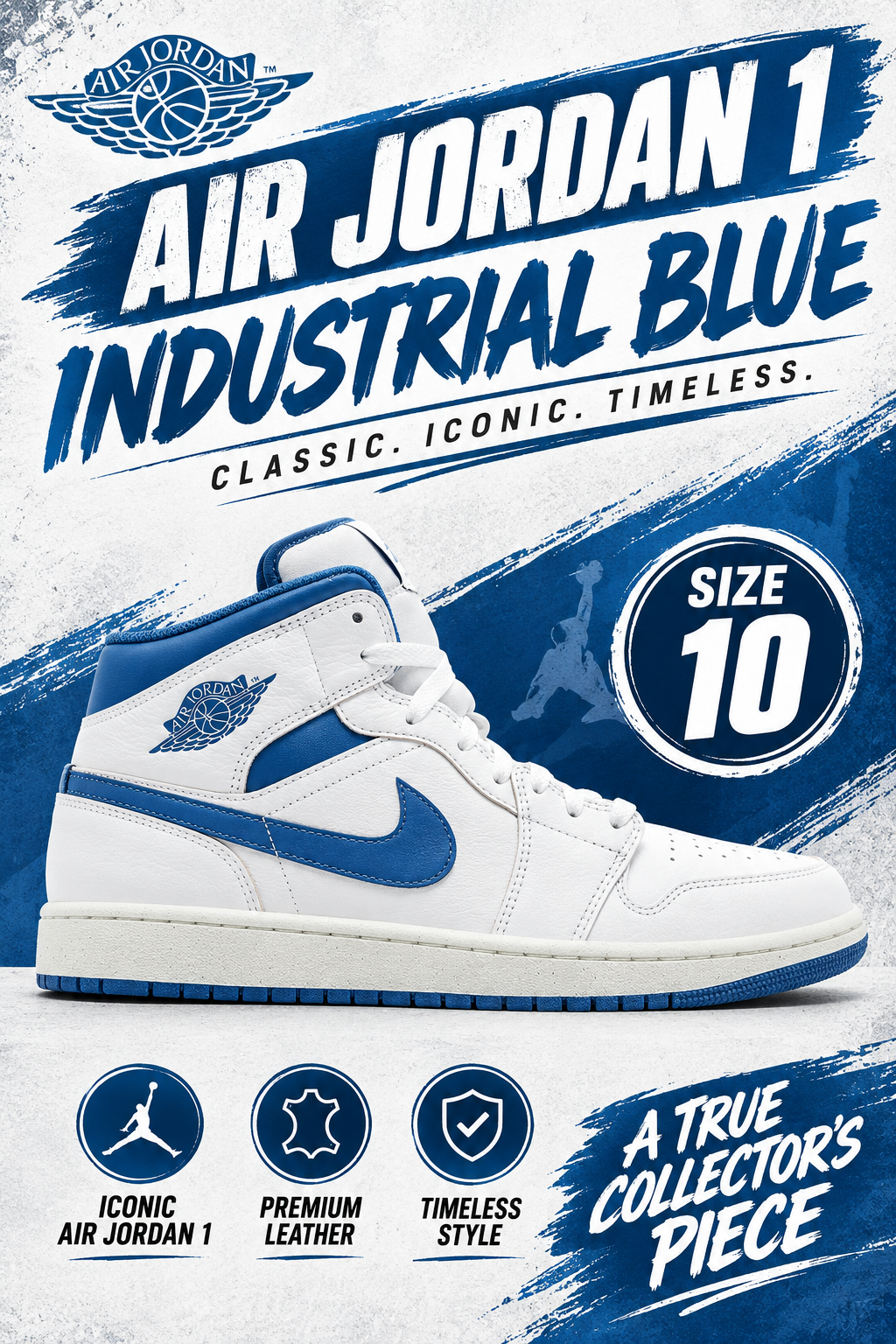 AIR JORDAN 1 MID "INDUSTRIAL BLUE"