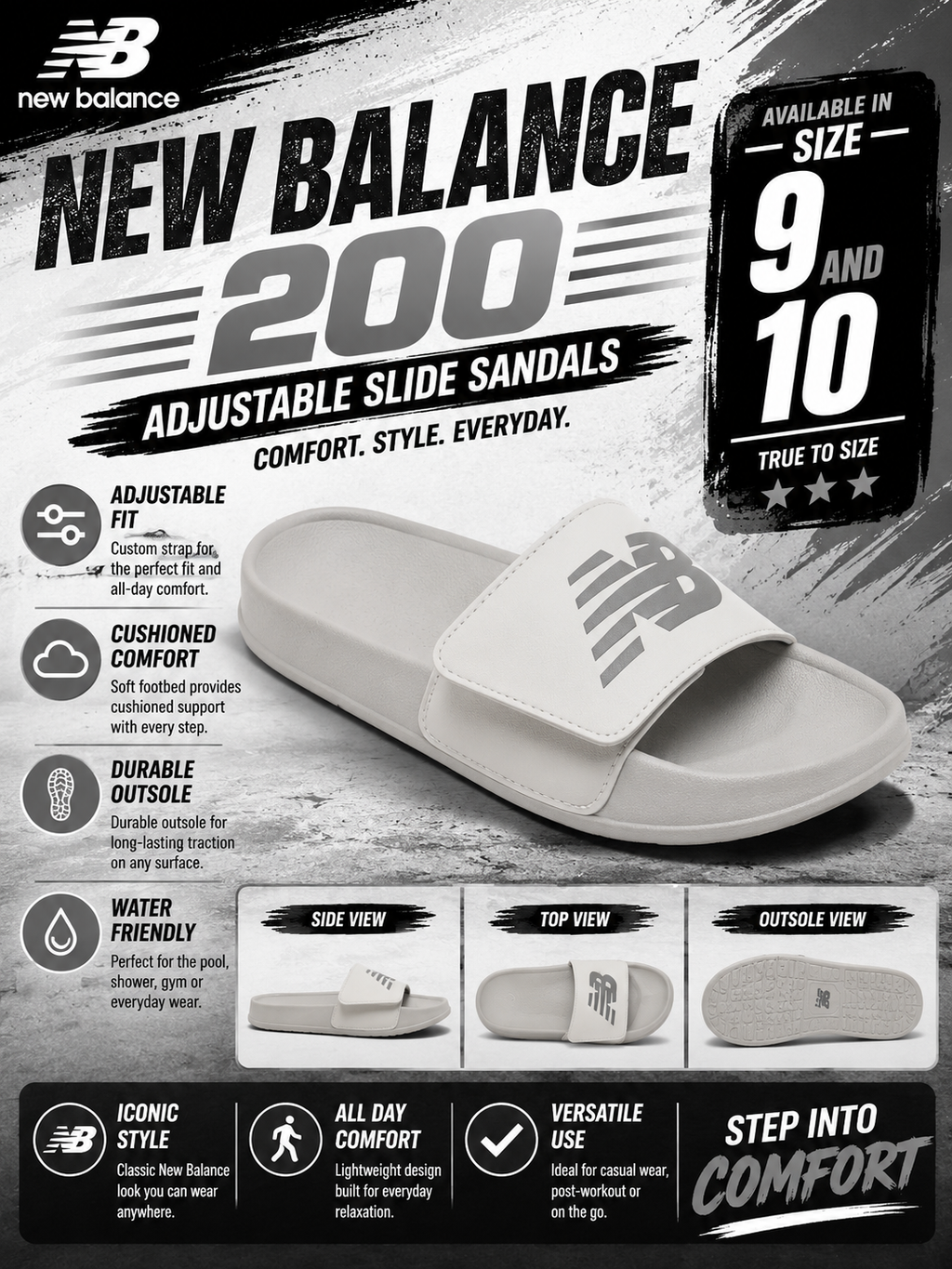 NEW BALANCE 200 ADJUSTABLE SLIDE SANDALS
