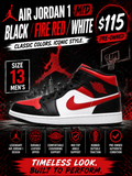 Air Jordan 1 Mid Black / Fire Red / White