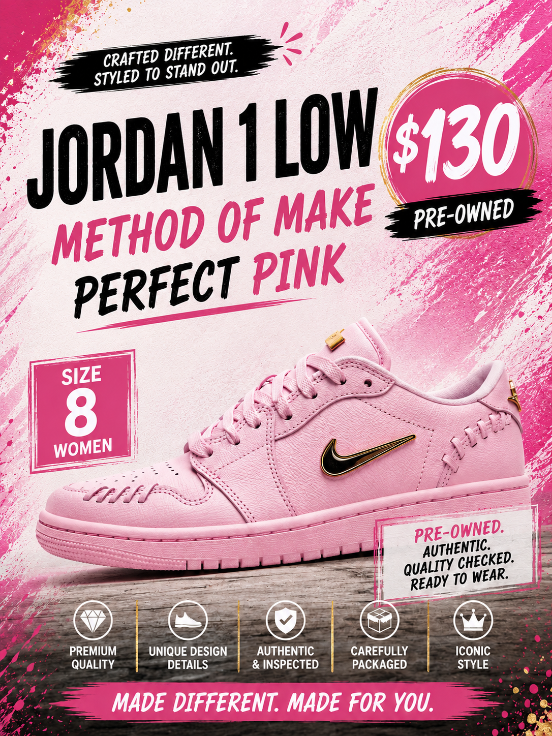 Jordan 1 Low Method of Make "Perfect Pink"