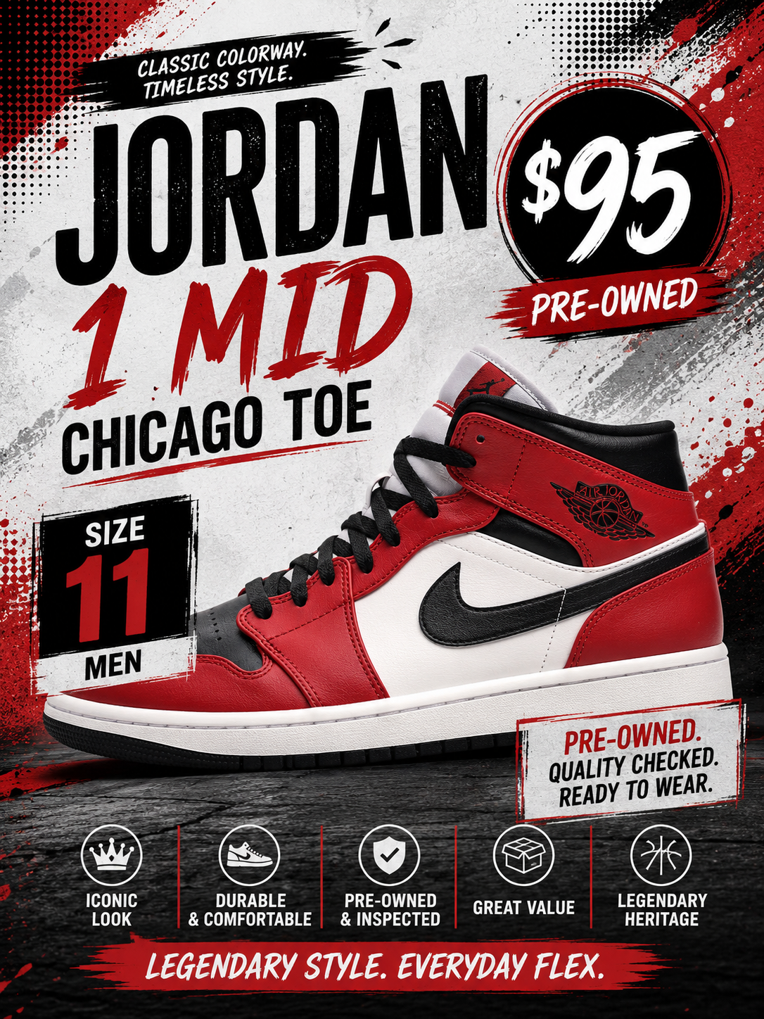 Jordan 1 Mid "Chicago Toe"